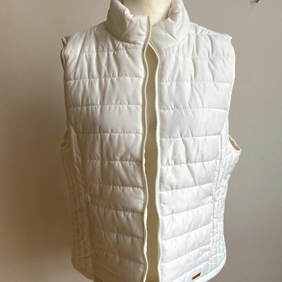 PINK Tartan BNWT White Full Zip Puffer Vest - Picture 1 of 9